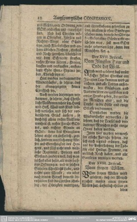Der XVIII. Articul. Vom freyen Willen