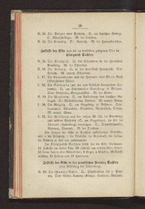 Zuflüsse der Elbe und die an denselben gelegene Orte im Königreich Sachsen