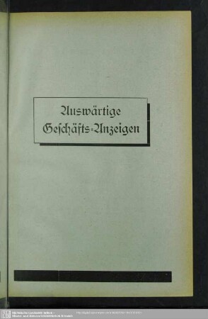 Anzeigen : Auswärtige Geschäfts-Anzeigen