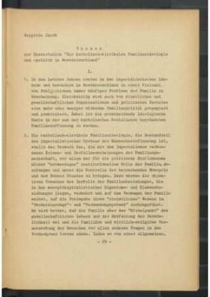 Zur katholisch-klerikalen Familienideologie und -politik in Westdeutschland : Thesen zur Dissertation