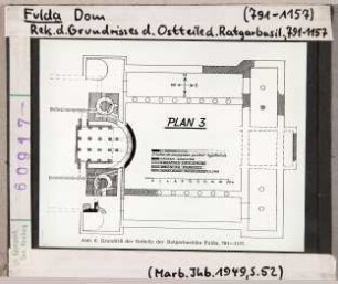 Fulda: Dom, Rekonstruktion des Grundrisses der Ostteile der Ratgarbasilika