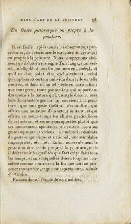 Du Geste pittoresque ou propre à la peinture.