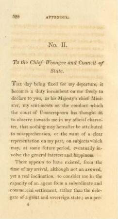 No. II. To the Chief Woongee and Council of State
