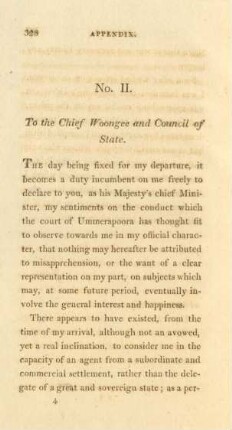 No. II. To the Chief Woongee and Council of State