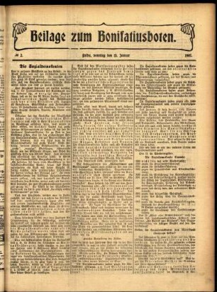 Zweite Ausgabe vom Sonntag, den 13. Januar 1907.