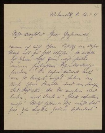 56: Brief von Käthe Schnell an Otto von Gierke, Berlin-Wilmersdorf, 16.1.1921