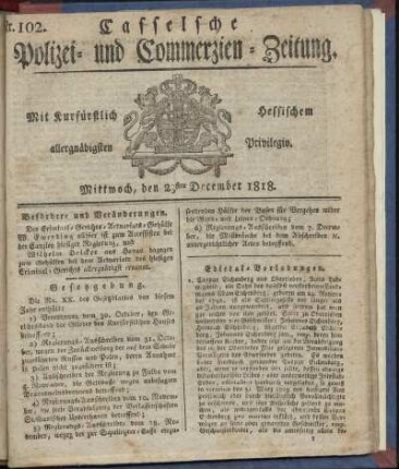 Nr. 102, Mittwoch, den 23sten December 1818