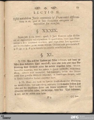 Sectio II. Sistit notabilem Juris communis & Franconici differentiam in eo...