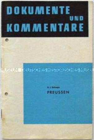 Beilage zur Monatsschrift "Information für die Truppe" u.a. mit einem Aufsatz des Religionstheoretikers Hans-Joachim Schoeps über Preußen