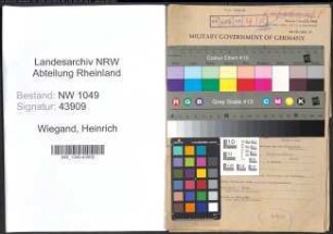 Entnazifizierung Heinrich Wiegand , geb. 10.07.1895 (Landwirt)