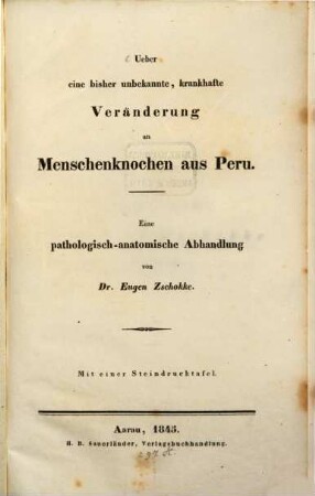 Ueber eine merkwürdige, bisher unbekannte, krankhafte Veränderung an Menschenknochen aus Peru
