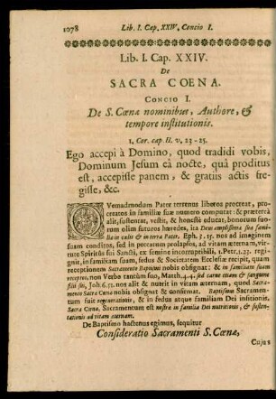Cap. XXIV. De Sacra Coena.