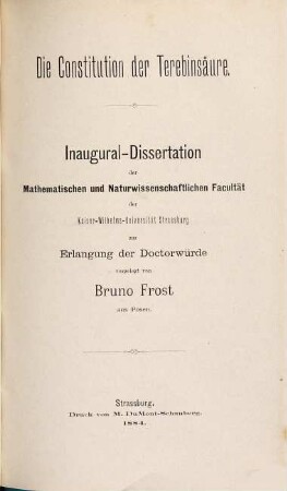 Die Constitution der Terebinsäure : Inaug. Diss.