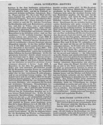 Fragmentum Libri Nominum Hebraicorum Antiquissimum. E Codice Parisiensi Edidit Et Illustravit M. H. Hohlenberg. Kopenhagen: Schultz 1836