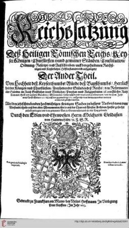 Reichssatzung Deß Heiligen Römischen Reichs, Band 2