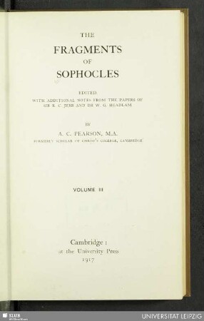 3: The fragments of Sophocles : in three volumes