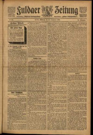 Erste Ausgabe vom Mittwoch, den 27. September 1905.