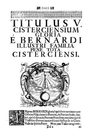 Titulus V. Cisterciensium Gloria É Bernardi Illustri Familia Pene Tota Cisterciensi