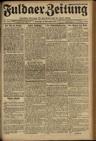 Erste Ausgabe vom Samstag, den 22. November 1924.