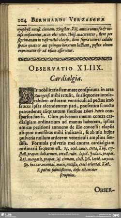 Observatio XLIIX. Cardialgia