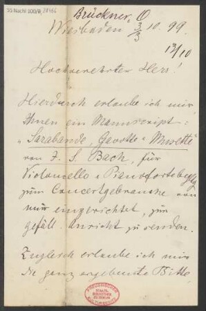 Brief an B. Schott's Söhne : 03.10.1899