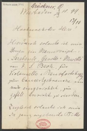 Brief an B. Schott's Söhne : 03.10.1899