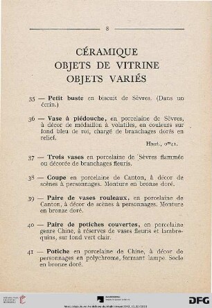 Céramique – Objets de Vitrine – Objets Variés (Nr. 35-63)