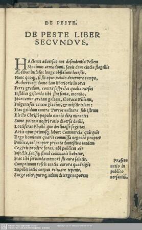 De Peste Liber Secundus