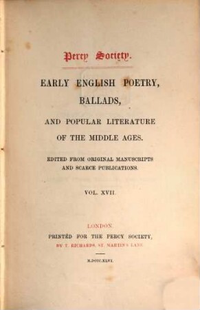 Percy Society. 17. 1846