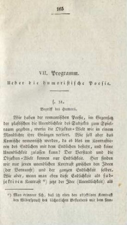 VII. Programm. Über die humoristische Poesie