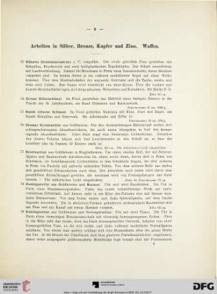 Arbeiten in Silber, Bronze, Kupfer und Zinn. Waffen (Nr. 73-97)