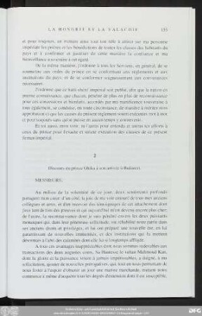 2 Discours du prince Ghika à son arrivée à Bukarest.