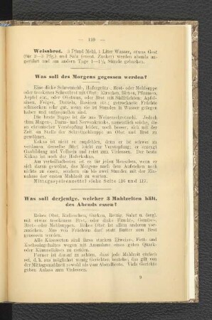 Was soll derjenige, welcher 3 Mahlzeiten hält, des Abends essen?