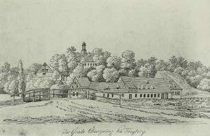 Die Grube Churprinz bei Freyberg : Großschirma, Grube Churprinz Friedrich August Erbstolln bei Freiberg in Sachsen