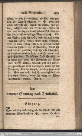 Am neunten Sonntag nach Trinitatis