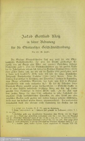 Jakob Gottlieb Kloß in seiner Bedeutung für die Oberlausitzer Geschichtsschreibung