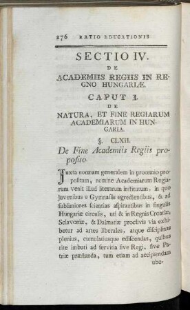 Sectio IV. De Academiis Regiis In Regno Hungariæ