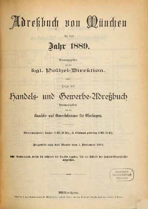 Adreßbuch für München. 1889