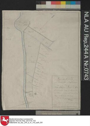 Grundstücke und Moorflächen im Gebiet von Holterbarge bei HOLTE mit den Wegen und Tiefen Kolorierte Zeichnung von Franzius Papier Format 34,5x44,0 M 1:2.900