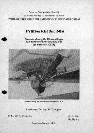 Streueinrichtung für Mineraldünger zum Landwirtschaftsflugzeug Z 37