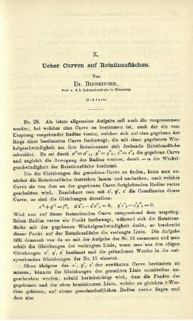 X. Ueber Curven auf Rotationsflächen.