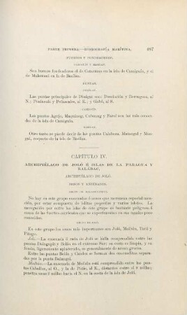Capítulo IV. Archipiélago de Joló é islas de la Paragua y Balábac