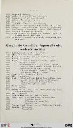 Gerahmte Gemälde, Aquarelle etc. anderer Meister (Nr. 2035-2161)