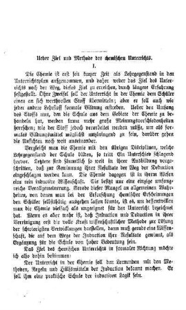 Ueber Ziel und Methode des chemischen Unterrichts