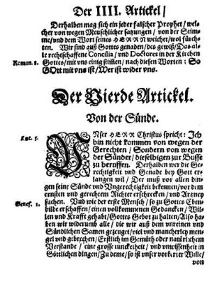 Der Vierde Artickel. Von der Sünde.