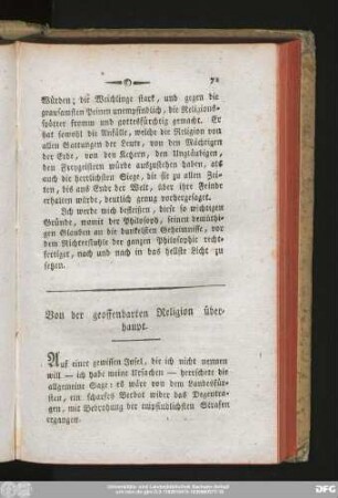 Von der geoffenbarten Religion überhaupt.