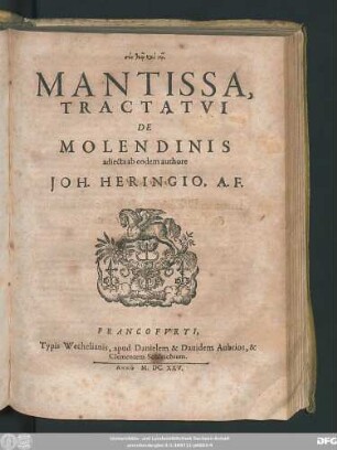 Mantissa, Tractatui De Molendinis