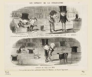 Supplicié des pieds à la tête, Blatt 2 der Folge "Les Supplices de la Civilisation", in: "Le Charivari", Paris 1853
