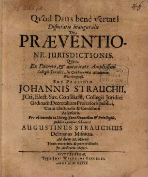 Disp. de praeventione iurisdictionis