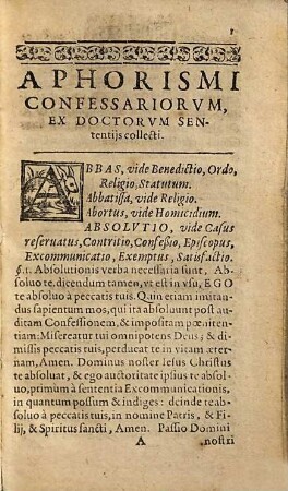 Aphorismi Confessariorum Ex Doctorum sententijs collecti